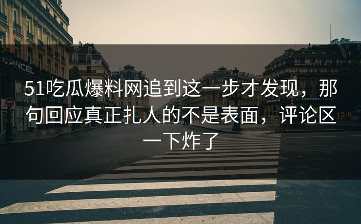 51吃瓜爆料网追到这一步才发现，那句回应真正扎人的不是表面，评论区一下炸了