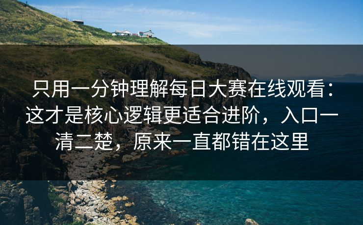 只用一分钟理解每日大赛在线观看：这才是核心逻辑更适合进阶，入口一清二楚，原来一直都错在这里